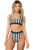 Women Striped Tank High Waist Bikini