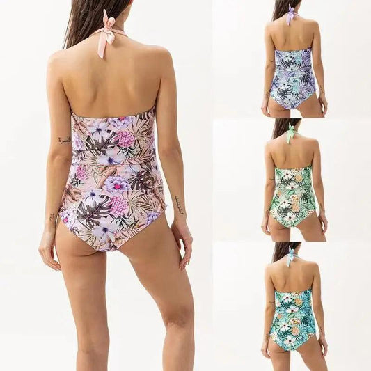 Bohemian Maternity Two Color Bikini Premama Floral Beachwear One Piece - Basketlist