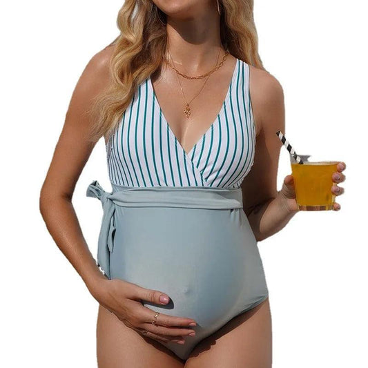 Maternity Women's Swimsuit 2022 New Preganct Sexy Color-block Bikinis - Basketlist