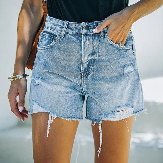 High Waisted Blue Shorts - Basketlist