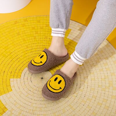 Smiley Face Slippers brown