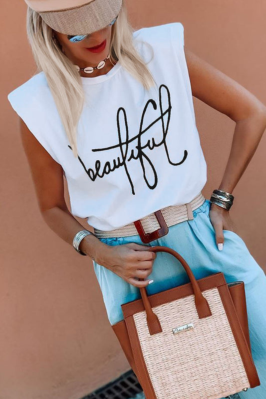 Letter Print Tank Top - Basketlist